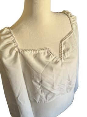 White Off-Shoulder Long-Balloon Sleeve Cropped Blouse.